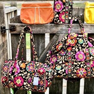 6 pc lot Vera Bradley Grand Traveler Small Duffel Carry On Bag Tote SUZANI NWOT